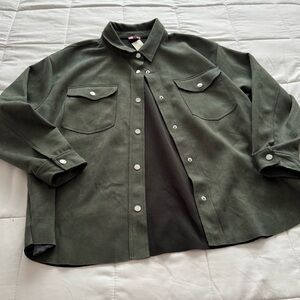 Francesca’s Faux Suede Shirt Jacket Size L NWT